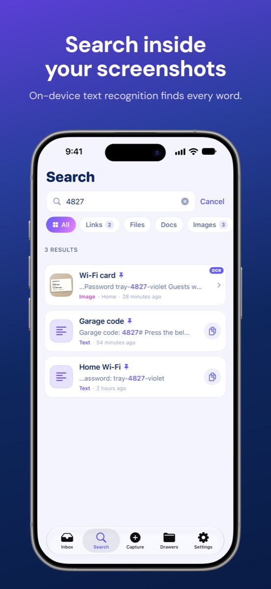 Search inside your screenshots